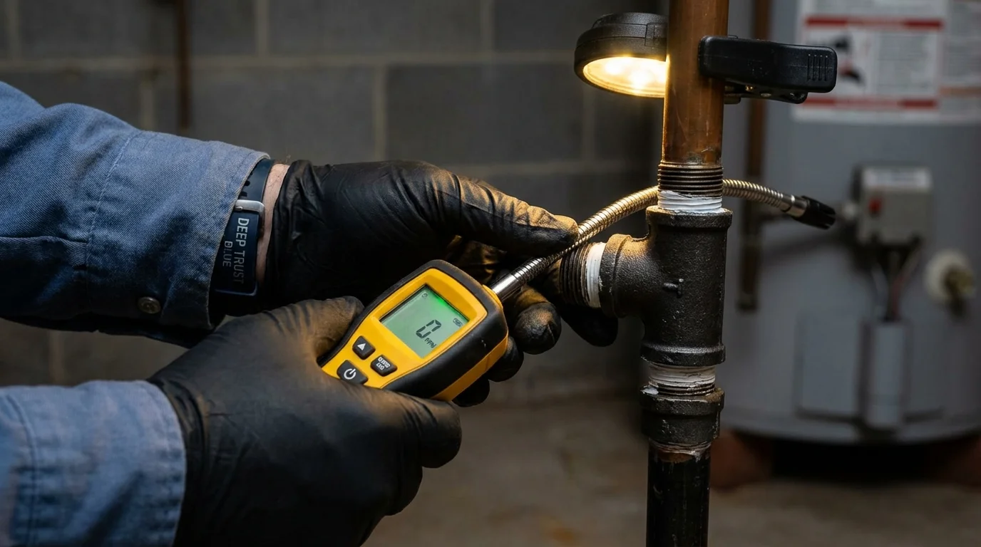 Gas leak detection with electronic sniffer by Johns Plumbing LLC in Malad City